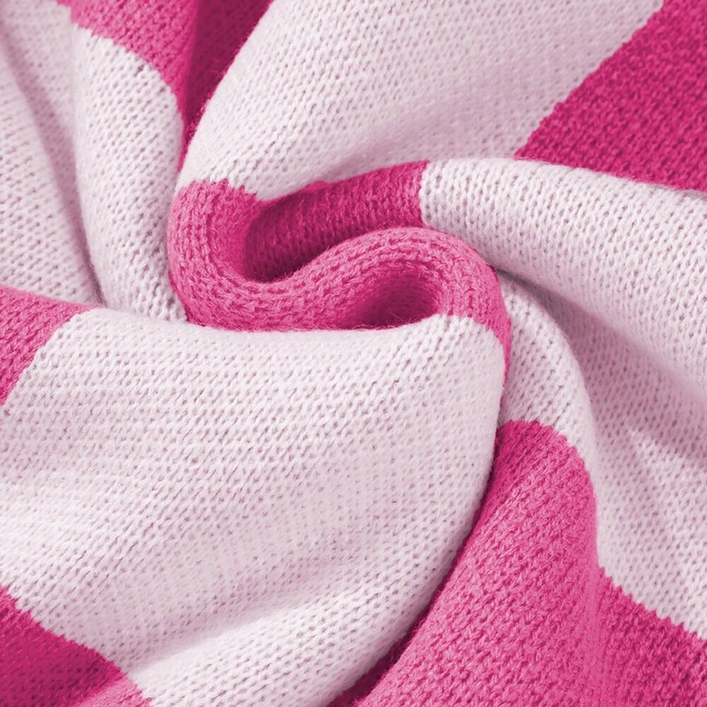 Hot Pink Casual Women's Checkered Elegant Sweater - Picture 8 of 8